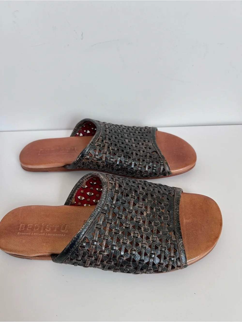 Bed Stu Hand Woven Leather Slide Sandal